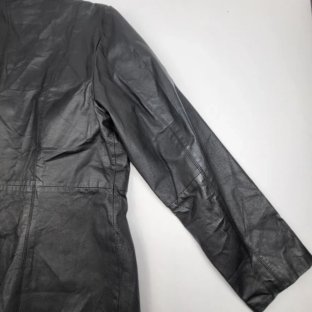 Dialogue Womens 100% Leather Jacket Blazer Button Coat Size XL